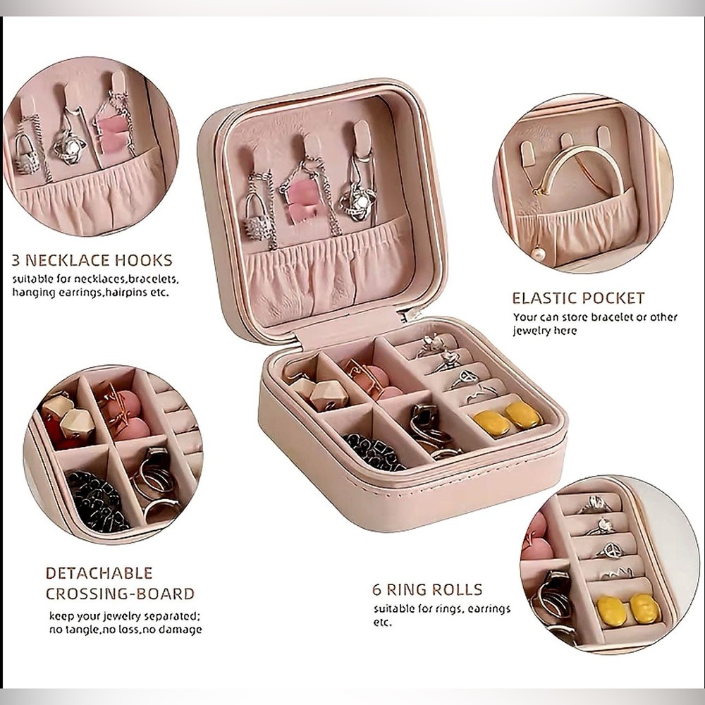 Jewelry organizer travel case in blush pink - Picture 2 of 4
